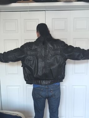 Agora Black Leather Bomber Jacket for Men